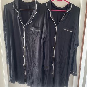 Stars above black button down night shirts/gowns